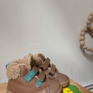 Ten Little Cozy Brown and Teal Kids Boots